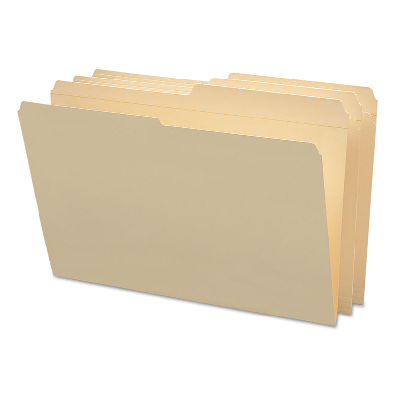 Smead Reinforced Tab Manila File Folders, 1/2-Cut Tabs: Assorted, Legal Size, 0.75" Expansion, 11-pt Manila, 100/Box