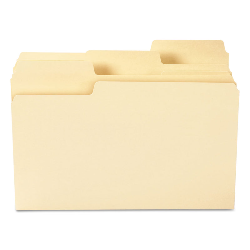 Smead SuperTab Reinforced Guide Height Top Tab Folders, 1/3-Cut Tabs: Assorted, Legal Size, 0.75" Expansion, Manila, 100/Box