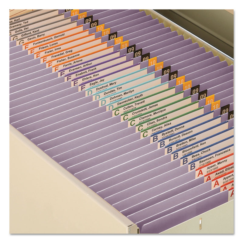 Smead Reinforced Top Tab Colored File Folders, Straight Tabs, Letter Size, 0.75" Expansion, Lavender, 100/Box