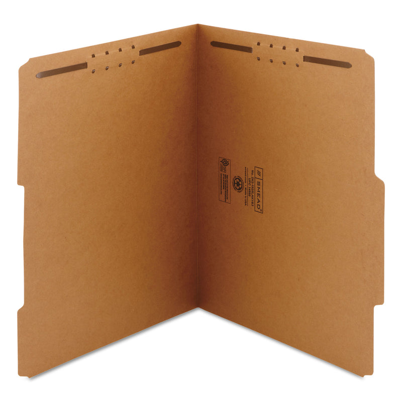Smead Top Tab Fastener Folders, Guide-Height 2/5-Cut Tabs: Right of Center, 2 Fasteners, Letter Size, 11-pt Kraft Exterior, 50/Box