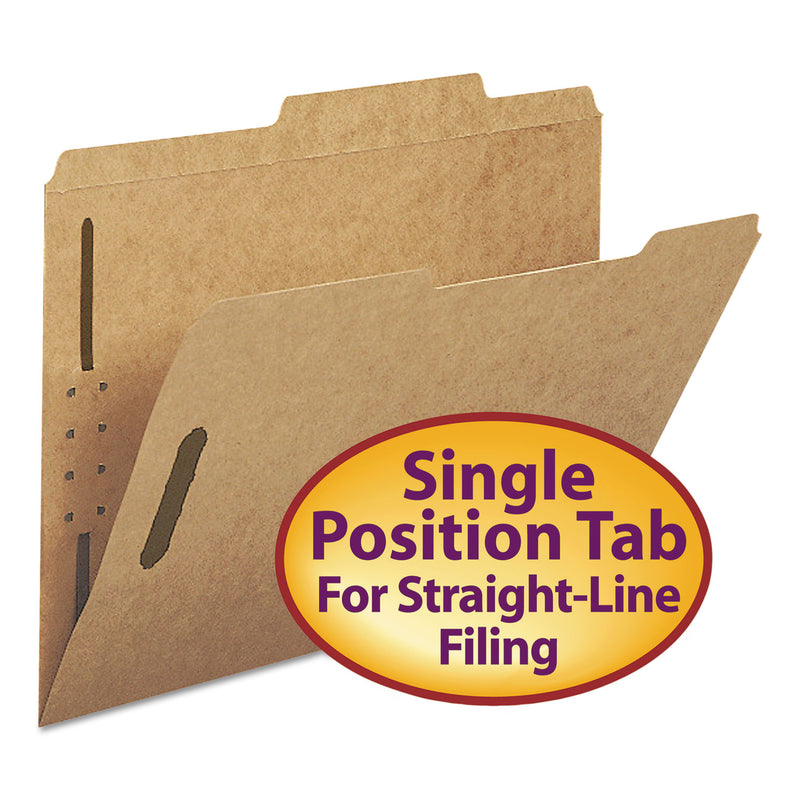 Smead Top Tab Fastener Folders, Guide-Height 2/5-Cut Tabs: Right of Center, 2 Fasteners, Letter Size, 11-pt Kraft Exterior, 50/Box