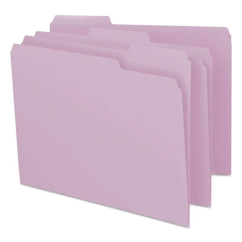 Smead Colored File Folders, 1/3-Cut Tabs: Assorted, Letter Size, 0.75" Expansion, Lavender, 100/Box