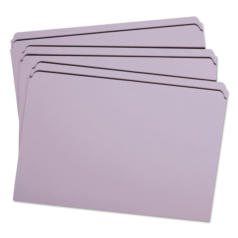 Smead Reinforced Top Tab Colored File Folders, Straight Tabs, Legal Size, 0.75" Expansion, Lavender, 100/Box