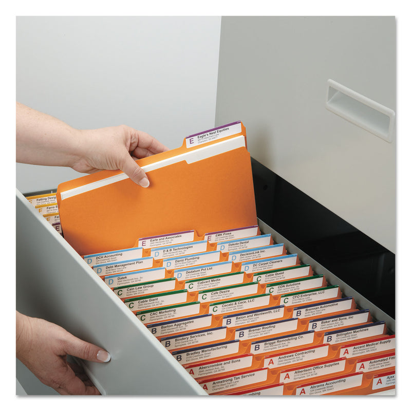 Smead Reinforced Top Tab Colored File Folders, 1/3-Cut Tabs: Assorted, Legal Size, 0.75" Expansion, Orange, 100/Box