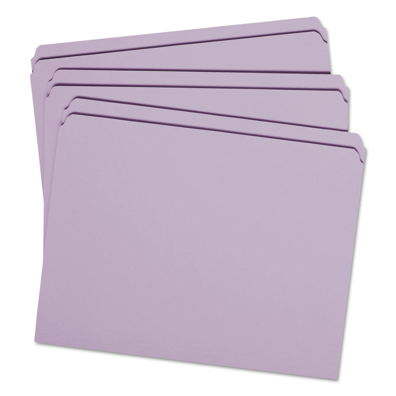 Smead Reinforced Top Tab Colored File Folders, Straight Tabs, Letter Size, 0.75" Expansion, Lavender, 100/Box