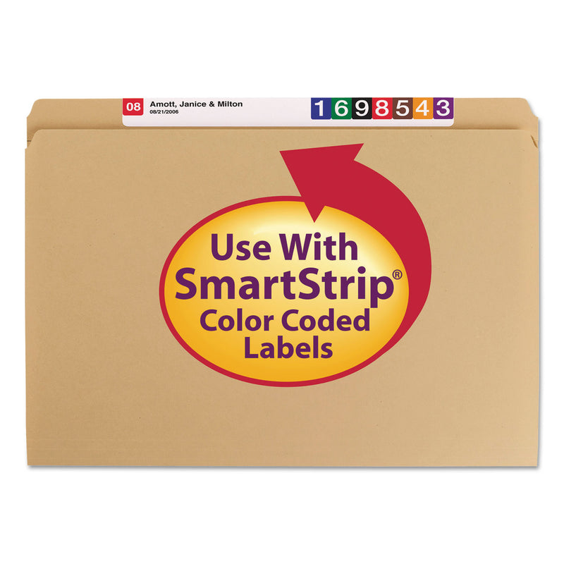 Smead Heavyweight Kraft File Folder, Straight Tabs, Legal Size, 0.75" Expansion, 11-pt Kraft, Brown, 100/Box