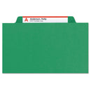 Smead Expanding Recycled Heavy Pressboard Folders, 1/3-Cut Tabs: Assorted, Letter Size, 1" Expansion, Green, 25/Box