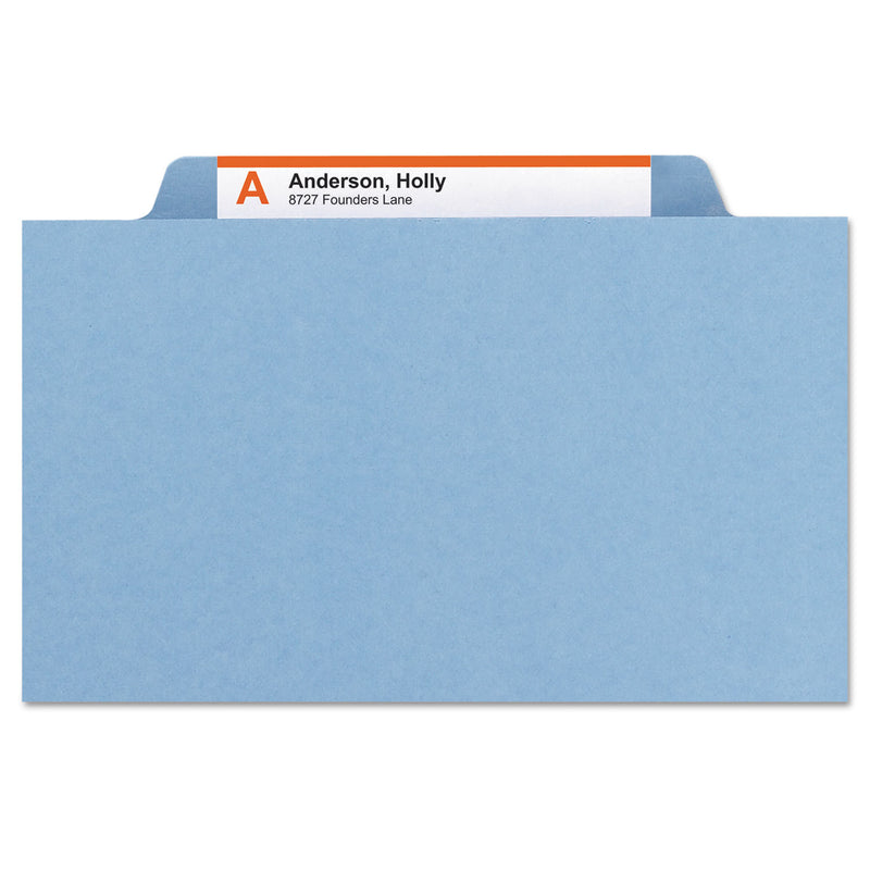Smead Expanding Recycled Heavy Pressboard Folders, 1/3-Cut Tabs: Assorted, Letter Size, 1" Expansion, Blue, 25/Box