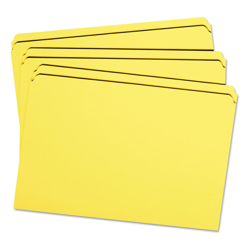 Smead Reinforced Top Tab Colored File Folders, Straight Tabs, Legal Size, 0.75" Expansion, Yellow, 100/Box