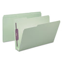 Smead Recycled Pressboard Folders with Two SafeSHIELD Coated Fasteners, 3" Expansion, 1/3-Cut Tabs, Legal Size, Gray-Green, 25/Box
