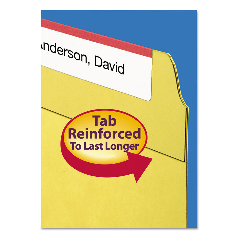 Smead Reinforced Top Tab Colored File Folders, Straight Tabs, Legal Size, 0.75" Expansion, Yellow, 100/Box