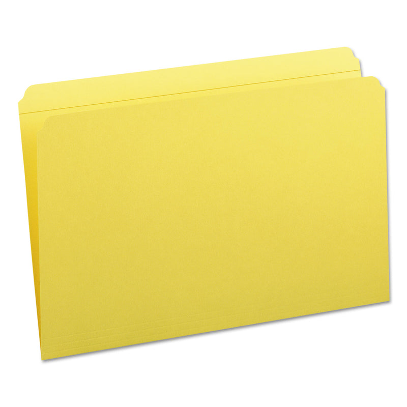 Smead Reinforced Top Tab Colored File Folders, Straight Tabs, Legal Size, 0.75" Expansion, Yellow, 100/Box