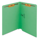 Smead WaterShed CutLess End Tab Fastener Folders, 2 Fasteners, Letter Size, Green Exterior, 50/Box