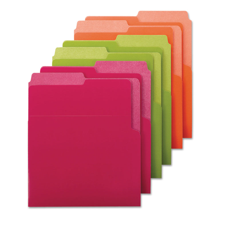 Smead Organized Up Heavyweight Vertical File Folders, 1/2-Cut Tabs, Letter Size, Assorted: Green/Orange/Red/Sky Blue/Yellow, 6/Pack