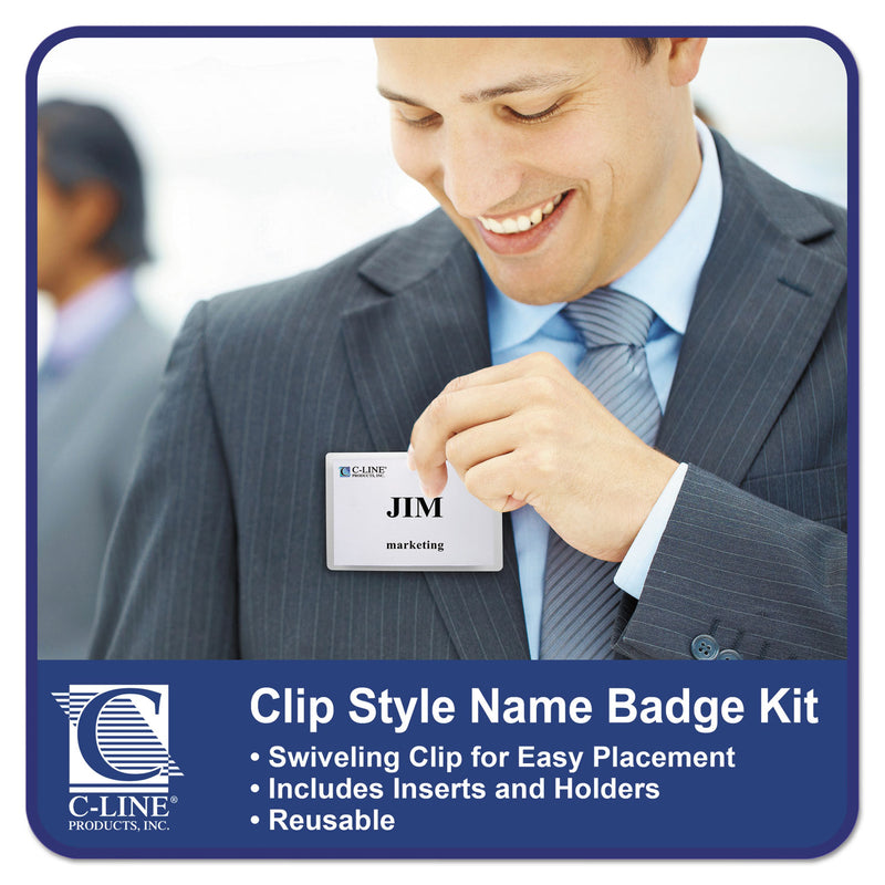C-Line Name Badge Kits, Top Load, 3 1/2 x 2 1/4, Clear, 50/Box