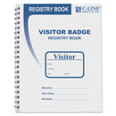 C-Line Visitor Badges with Registry Log, 3 5/8 x 1 7/8, White, 150 Badges/Box