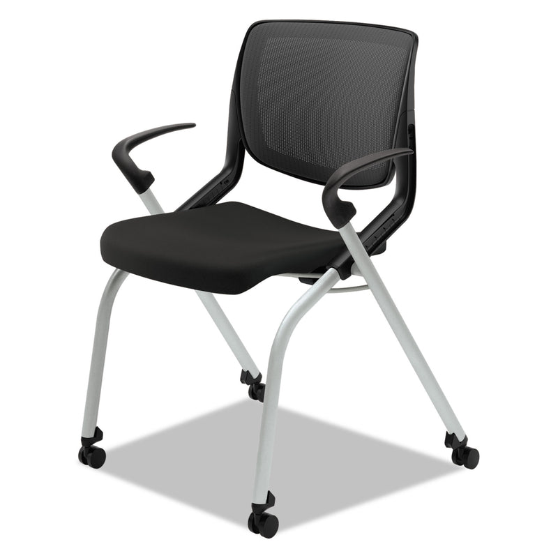HON Motivate Nesting/Stacking Flex-Back Chair, Supports Up to 300 lb, Onyx Seat, Black Back, Platinum Base