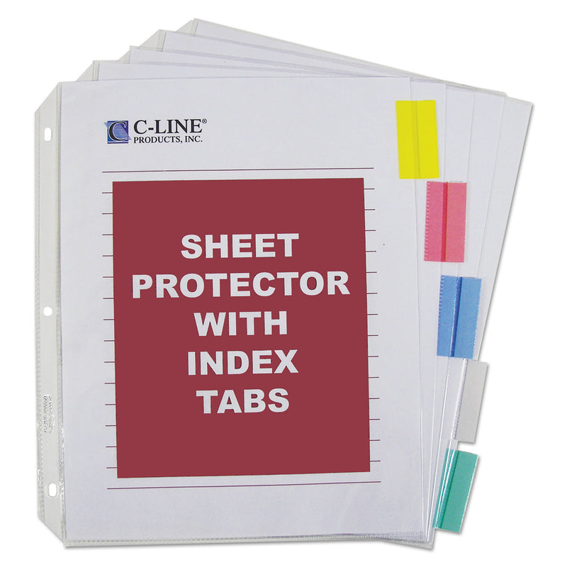 C-Line Sheet Protectors with Index Tabs, Assorted Color Tabs, 2", 11 x 8.5, 5/Set