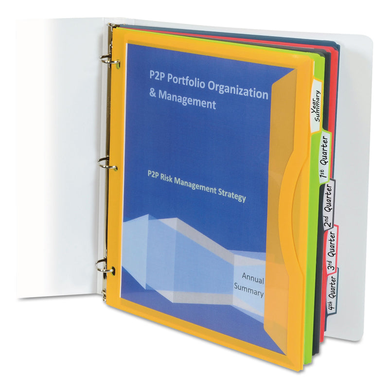 C-Line Binder Pocket With Write-On Index Tabs, 9.88 x 11.38, Assorted, 5/Set