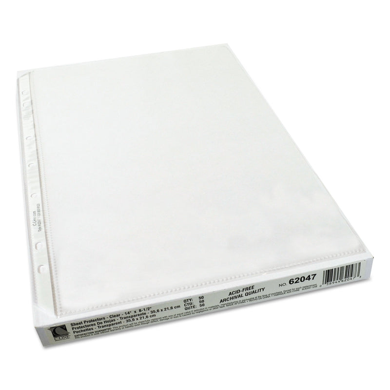 C-Line Heavyweight Poly Sheet Protectors, Clear, 2", 14 x 8.5, 50/Box