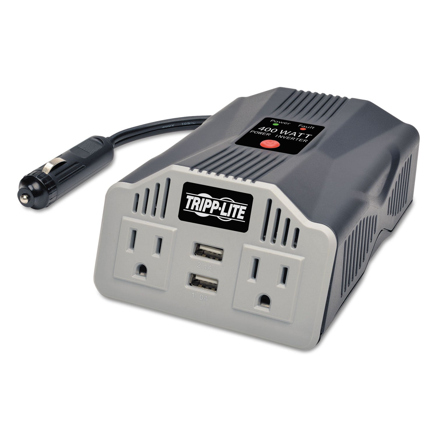 PowerVerter Ultra-Compact Car Inverter, 400W, 2 AC/2 USB, 3.1A by Tripp ...