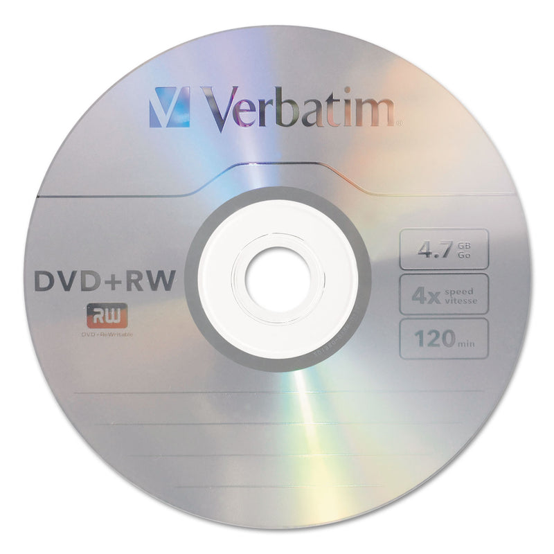 Verbatim DVD+RW Rewritable Disc, 4.7 GB, 4x, Spindle, Silver, 30/Pack