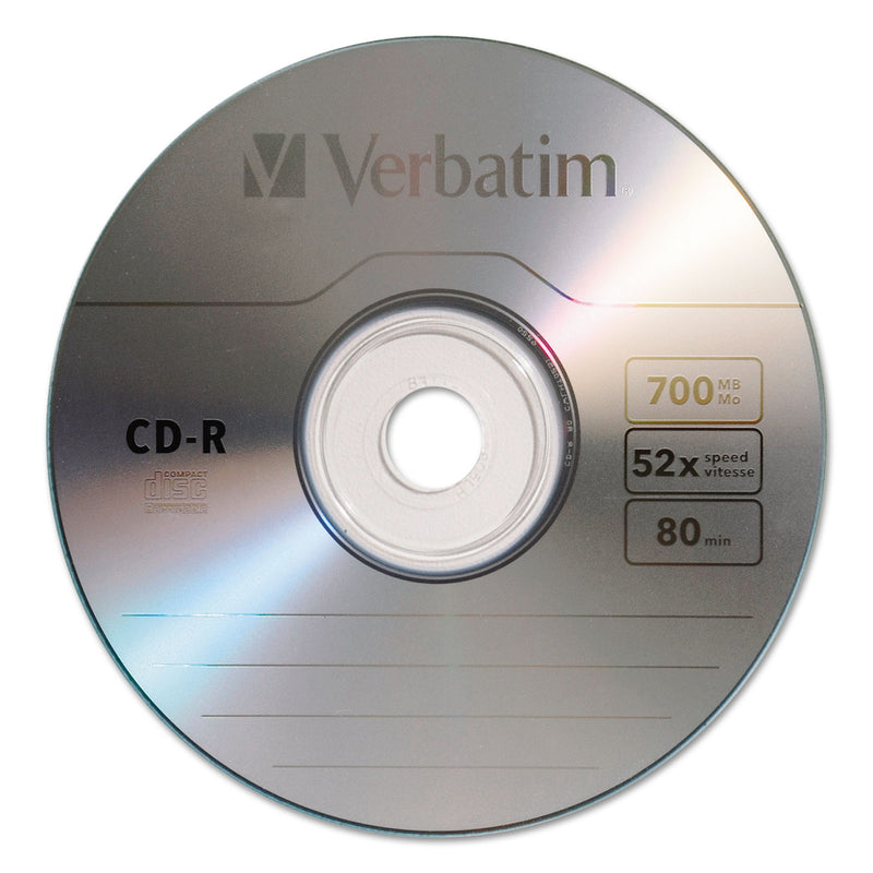 Verbatim CD-R Recordable Disc, 700 MB/80min, 52x, Spindle, Silver, 50/Pack