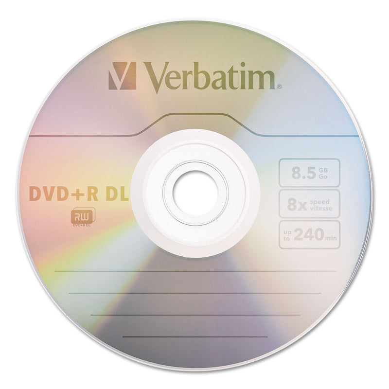 Verbatim DVD+R Dual Layer Recordable Disc, 8.5 GB, 8x, Spindle, Silver, 30/Pack