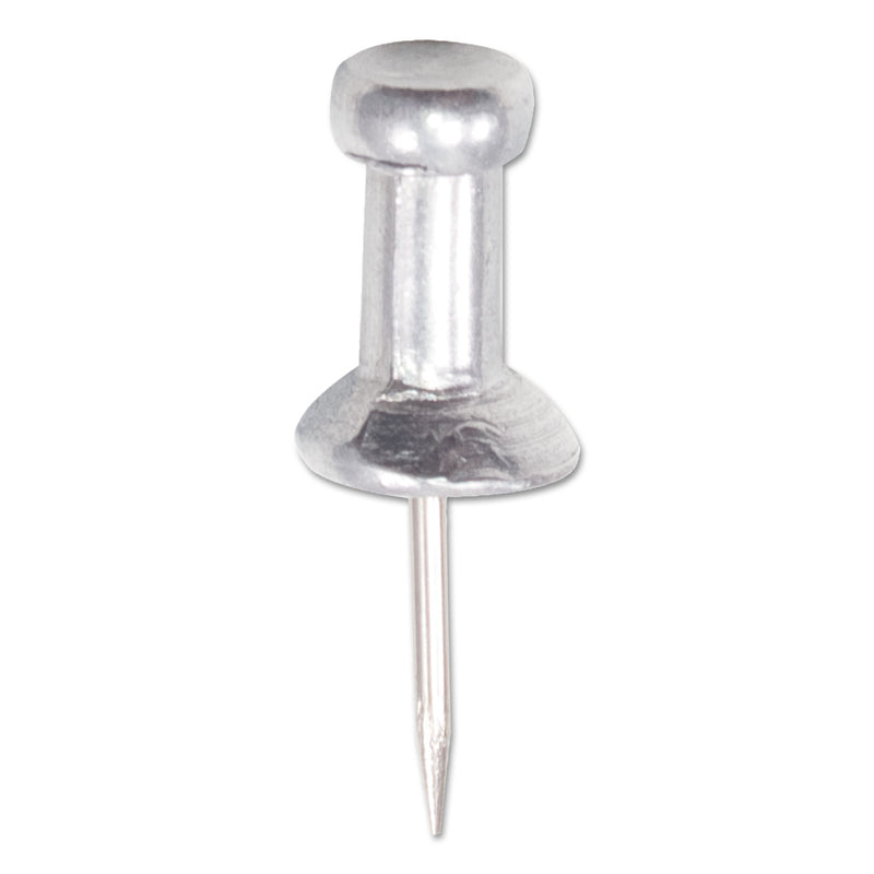 GEM Aluminum Head Push Pins, Aluminum, Silver, 0.38", 100/Box