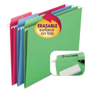 Smead Erasable FasTab Hanging Folders, Letter Size, 1/3-Cut Tabs, Moss, 20/Box