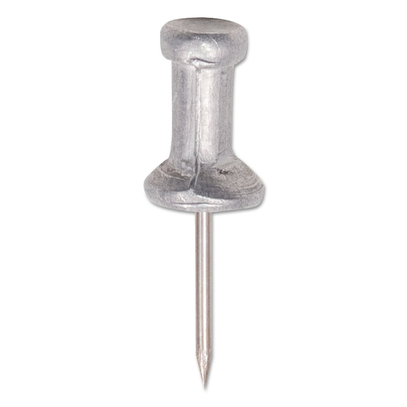 GEM Aluminum Head Push Pins, Aluminum, Silver, 0.5", 100/Box