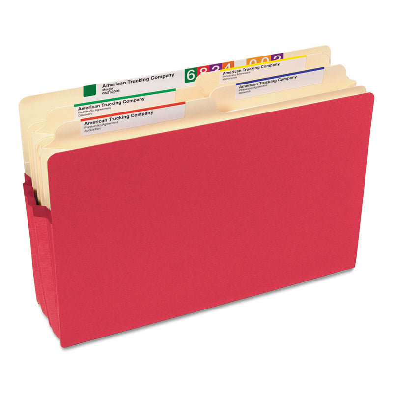 Smead Colored File Pockets, 3.5" Expansion, Legal Size, Red