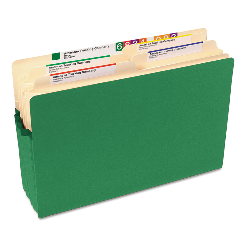 Smead Colored File Pockets, 3.5" Expansion, Legal Size, Green