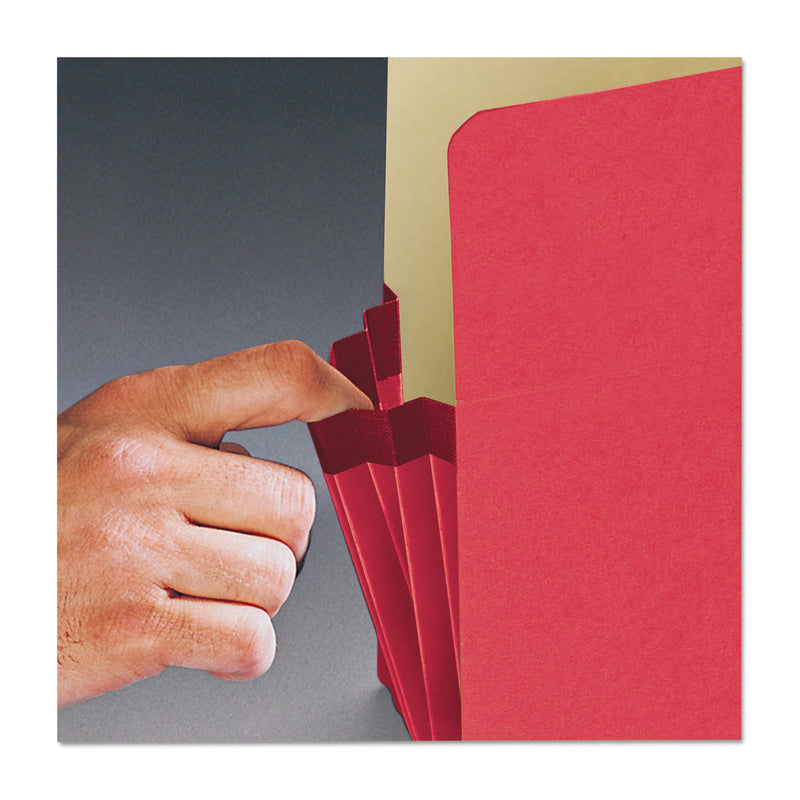 Smead Colored File Pockets, 1.75" Expansion, Letter Size, Red