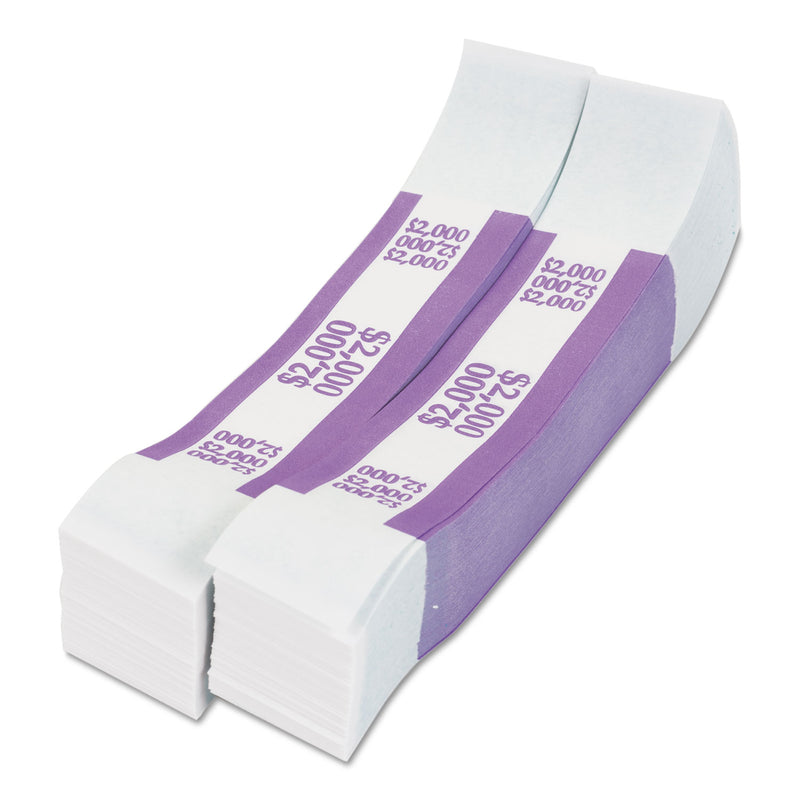 Pap-R Products Currency Straps, Violet, $2,000 in $20 Bills, 1000 Bands/Pack