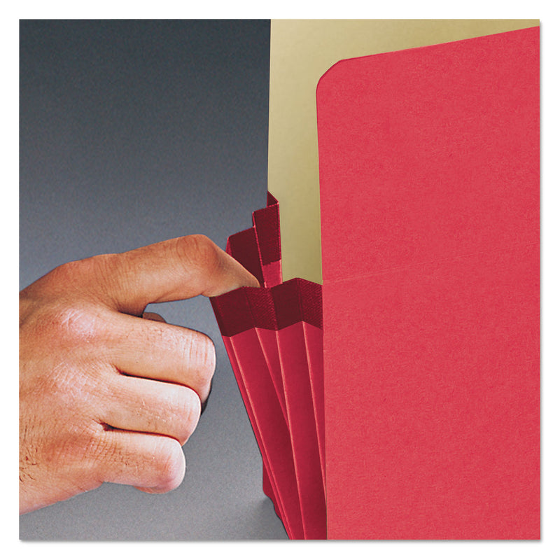Smead Colored File Pockets, 3.5" Expansion, Legal Size, Red