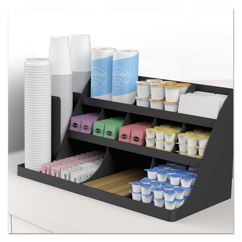 Mind Reader Extra Large Coffee Condiment and Accessory Organizer, 14 Compartment, 24 x 11.8 x 12.5, Black