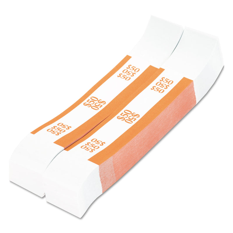 Pap-R Products Currency Straps, Orange, $50 in Dollar Bills, 1000 Bands/Pack