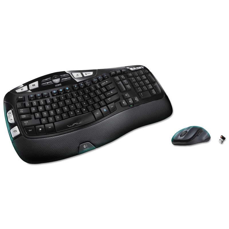 Logitech MK550 Wireless Wave Keyboard + Mouse Combo, 2.4 GHz Frequency/30 ft Wireless Range, Black