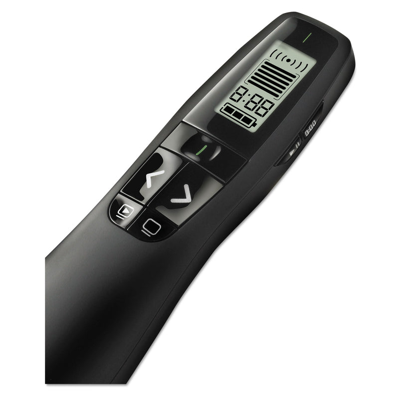 Logitech R800 Wireless Laser Presentation Remote w/LCD Display, Class 2, 100 ft Range, Matte Black