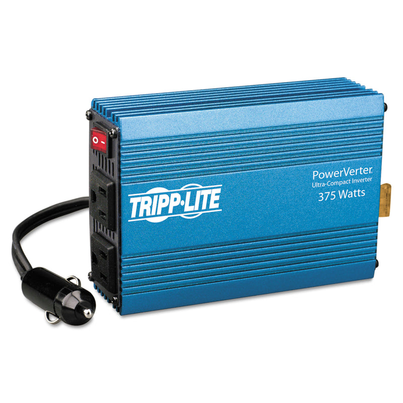 Tripp Lite PowerVerter Ultra-Compact Car Inverter, 375W, 12V Input/120V Output, 2 Outlets