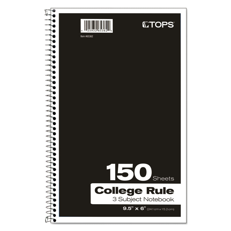Oxford Coil-Lock Wirebound Notebooks, 3 Subject, Medium/College Rule, Randomly Assorted Covers, 9.5 x 6, 150 Sheets