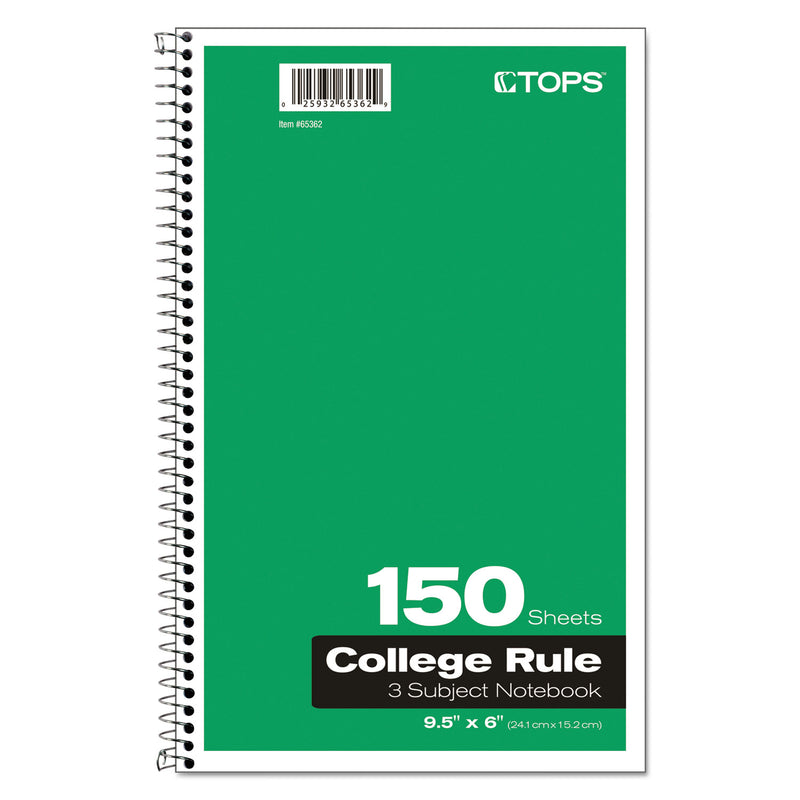 Oxford Coil-Lock Wirebound Notebooks, 3 Subject, Medium/College Rule, Randomly Assorted Covers, 9.5 x 6, 150 Sheets