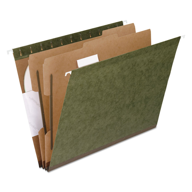 Pendaflex SureHook Reinforced Hanging Divider Folders, 2 Dividers, Letter Size, Green, 10/Box