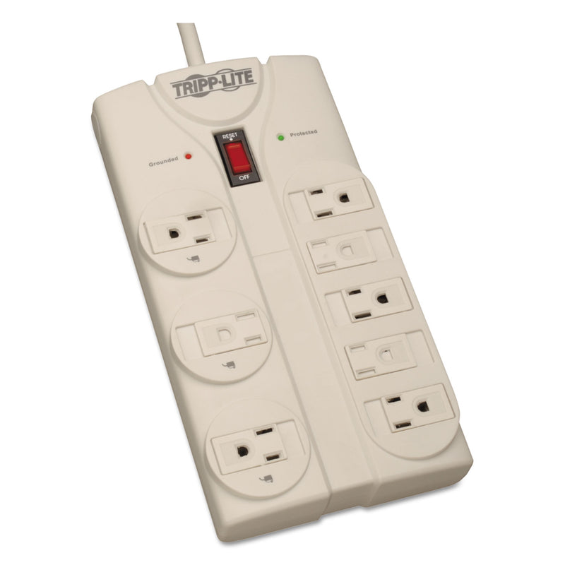 Tripp Lite Protect It! Surge Protector, 8 AC Outlets, 8 ft Cord, 1,440 J, Light Gray