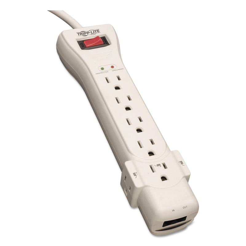 Tripp Lite Protect It! Surge Protector, 7 AC Outlets, 15 ft Cord, 2,520 J, Light Gray