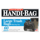 Handi-Bag Super Value Pack, 30 gal, 0.65 mil, 30" x 33", Black, 60/Box