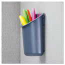 Universal Recycled Plastic Cubicle Pencil Cup, 4.25 x 2.5 x 5, Wall Mount, Charcoal