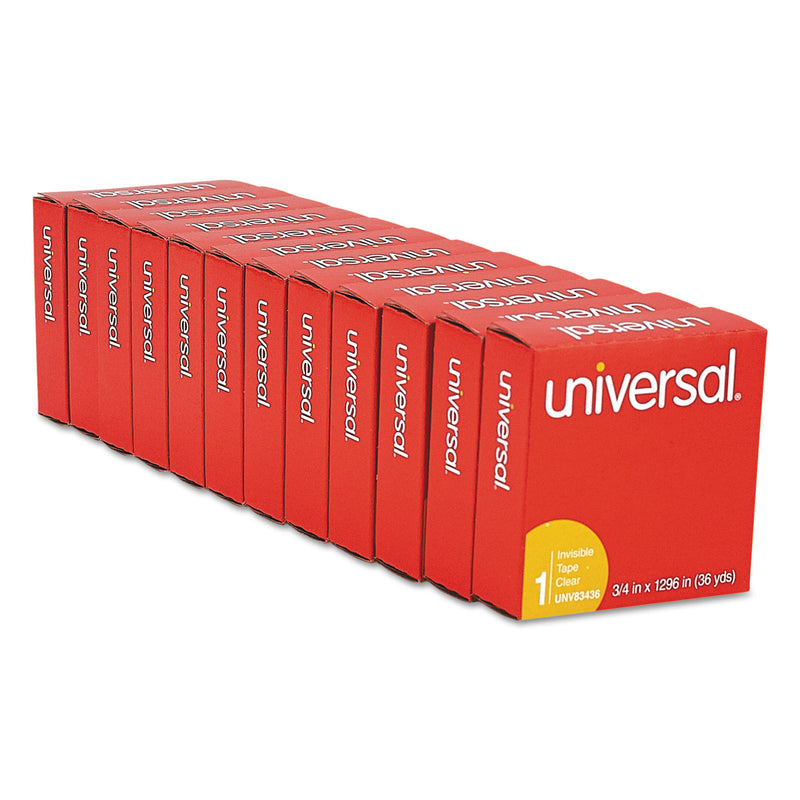 Universal Invisible Tape, 1" Core, 0.75" x 36 yds, Clear, 12/Pack