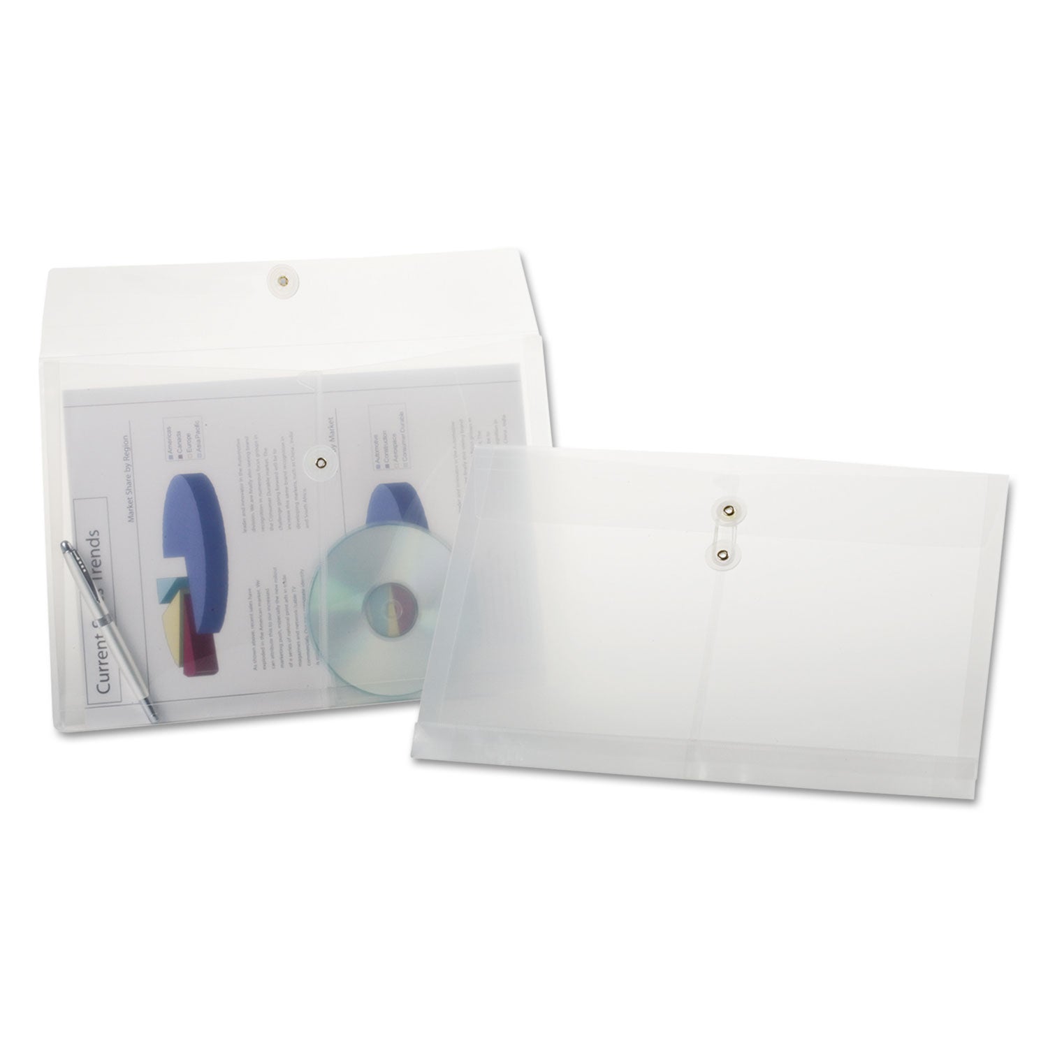 Poly String and Button Envelope, String/Button Closure, 8.5 x 14, Clear ...